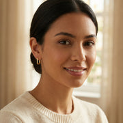 Sleek Rectangular Huggie Hoop Earrings – sterling silver earrings, front view