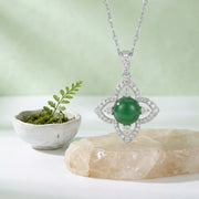 Jade Flower Pendant Necklace – jade necklace, front view