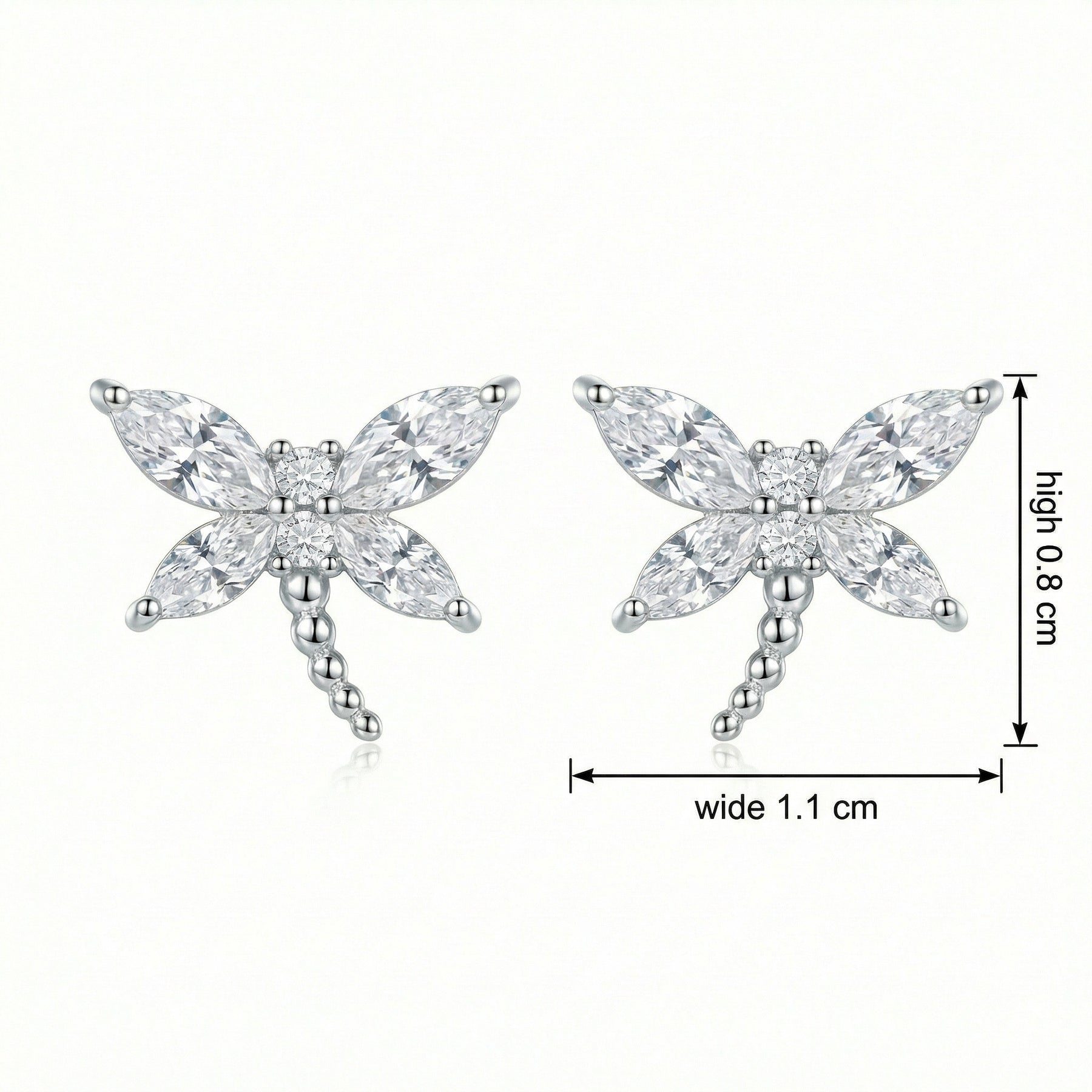 Dragonfly Stud Earrings – sterling silver earrings, side detail