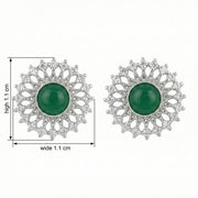 Floral Green Gemstone Stud Earrings – sterling silver earrings