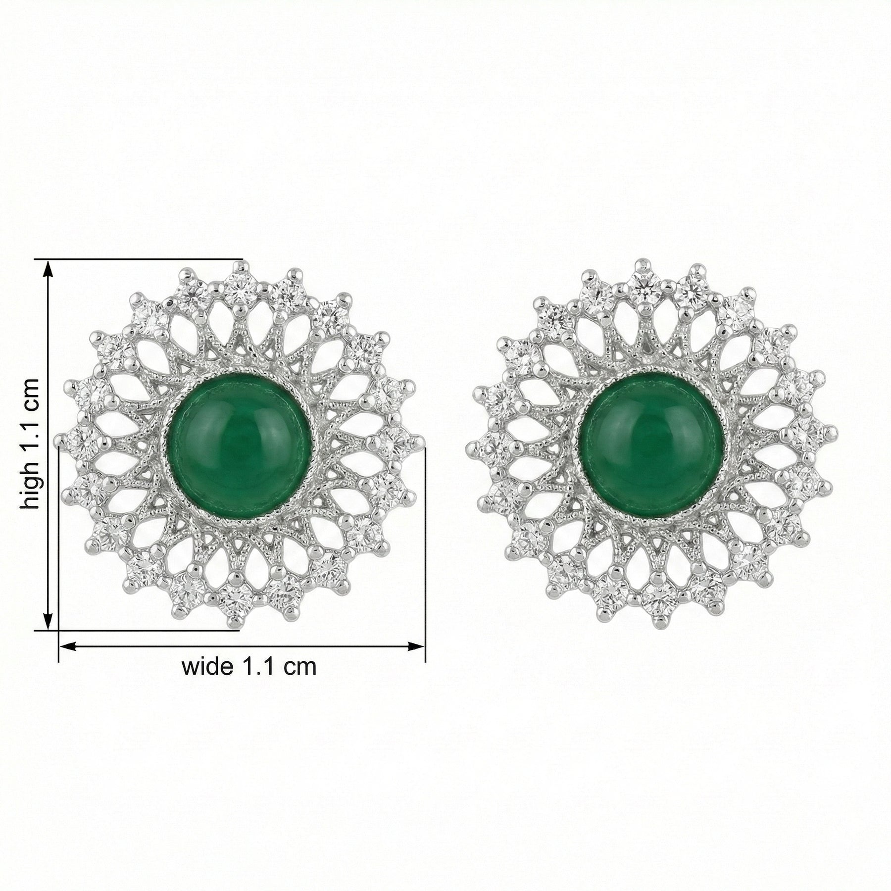 Floral Green Gemstone Stud Earrings – sterling silver earrings