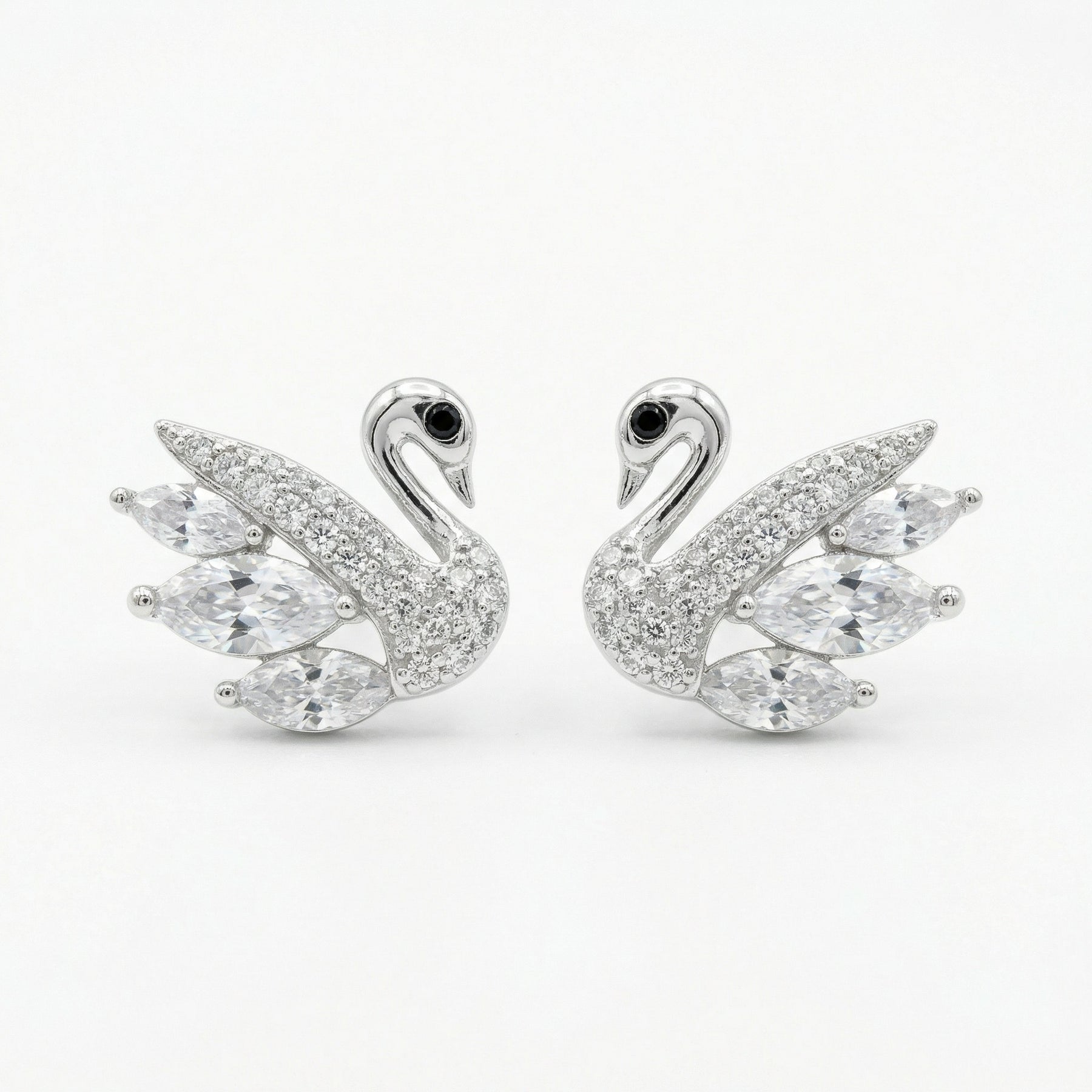 Silver Swan Marquise Stud Earrings – sterling silver earrings