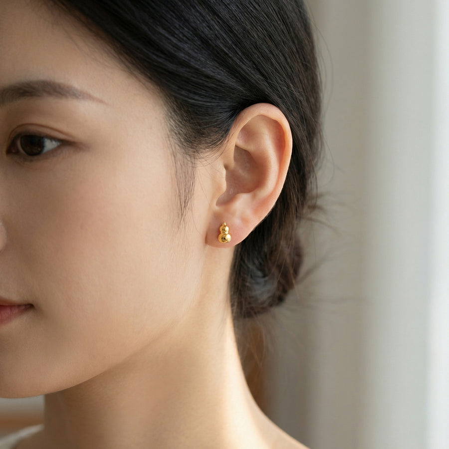 Gourd-Shaped Stud Earrings – sterling silver earrings