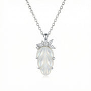 Mother-of-Pearl Leaf Necklace – mother-of-pearl necklace, close-up