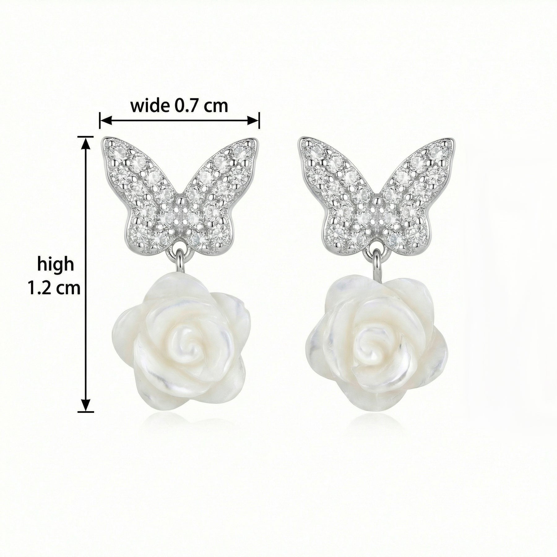 Butterfly and Rose Pearl Drop Earrings – pearl earrings