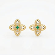 Green stone Floral Openwork Stud Earrings – green stone earrings