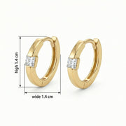 Princess-Cut Huggie Hoop Earrings – sterling silver earrings, side detail