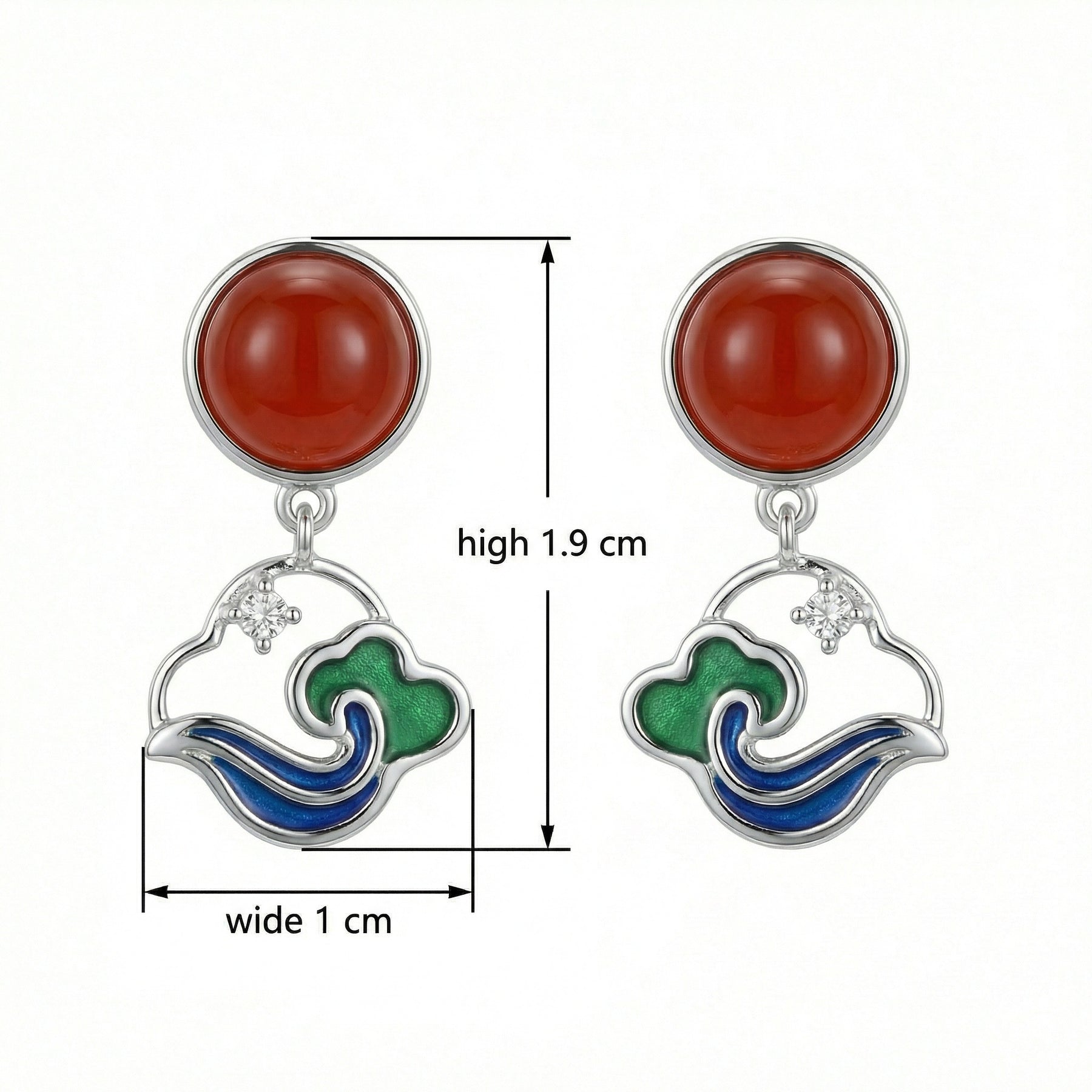 Chinese-Style Carnelian Cloud Earrings – carnelian earrings