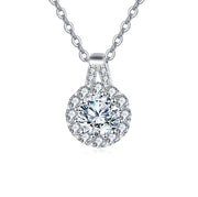 Sparkling stone Halo Pendant Necklace – sparkling stone necklace, close-up