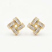 Interlocking Square Stud Earrings – sterling silver earrings, close-up