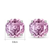 Octagonal-Cut Pink Gemstone Studs – sterling silver earrings