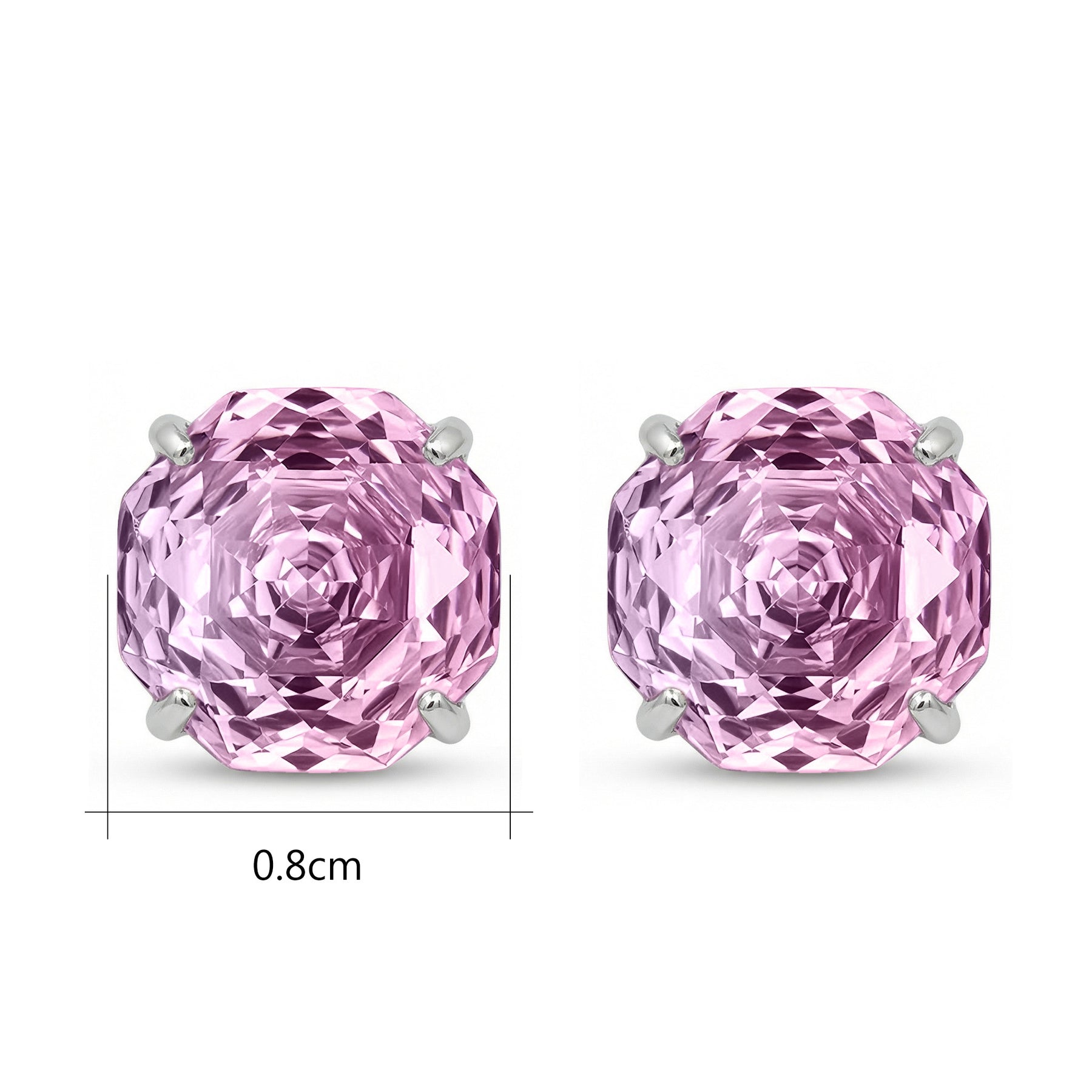 Octagonal-Cut Pink Gemstone Studs – sterling silver earrings