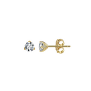 Gold-Tone Round Stud Earrings – sterling silver earrings, side detail