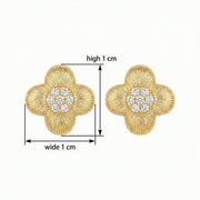 Fluted Clover Stud Earrings – sterling silver earrings, close-up