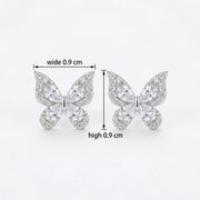 Butterfly Studs with Sparkling Pear Cuts – sterling silver earrings, side detail