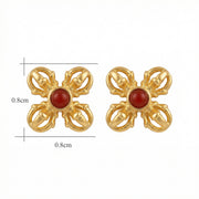 Gilded Double Vajra Stud Earrings – sterling silver earrings, front view