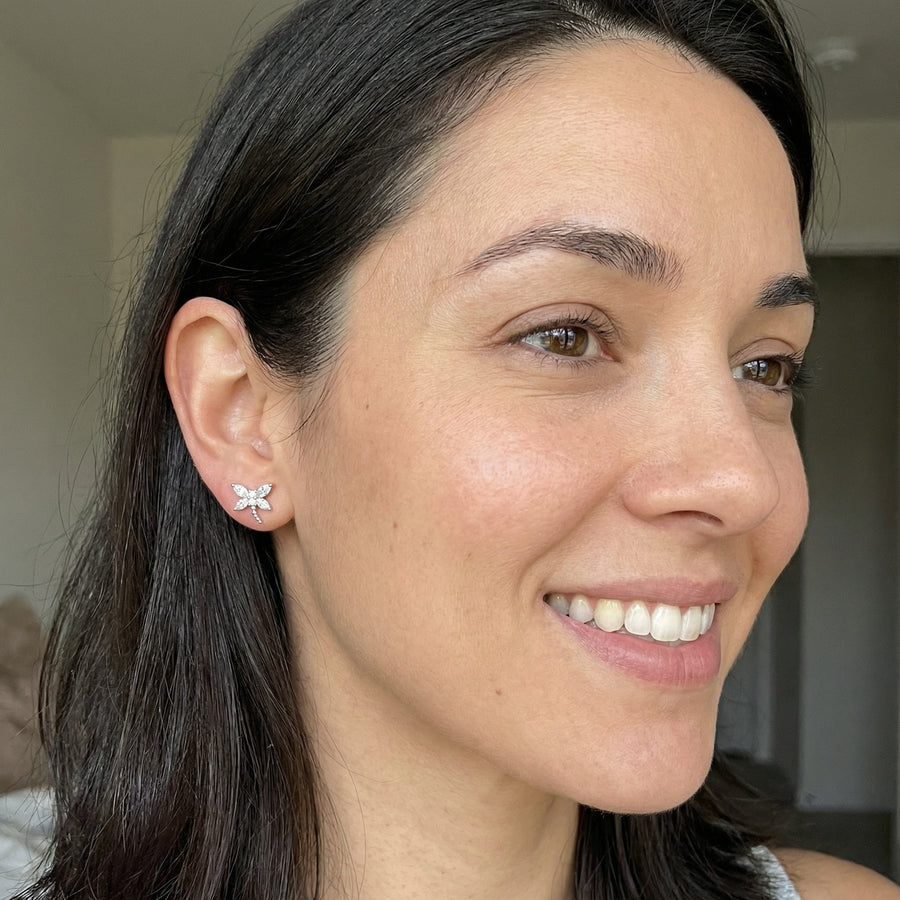 Dragonfly Stud Earrings – sterling silver earrings, front view