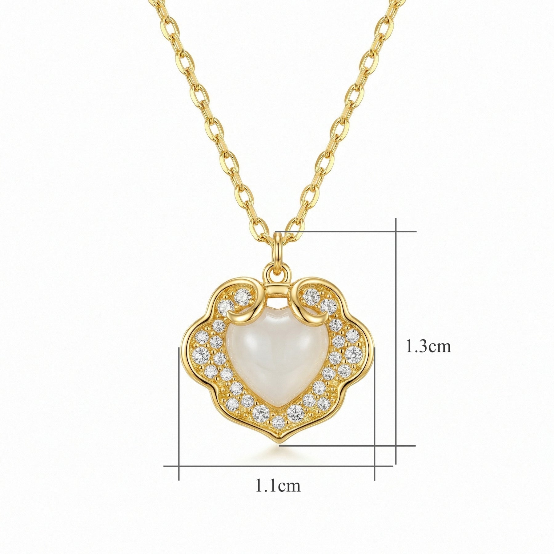 White Heart Gemstone Necklace – sterling silver necklace