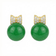 Jadeite Sphere Bow Stud Earrings – jade earrings