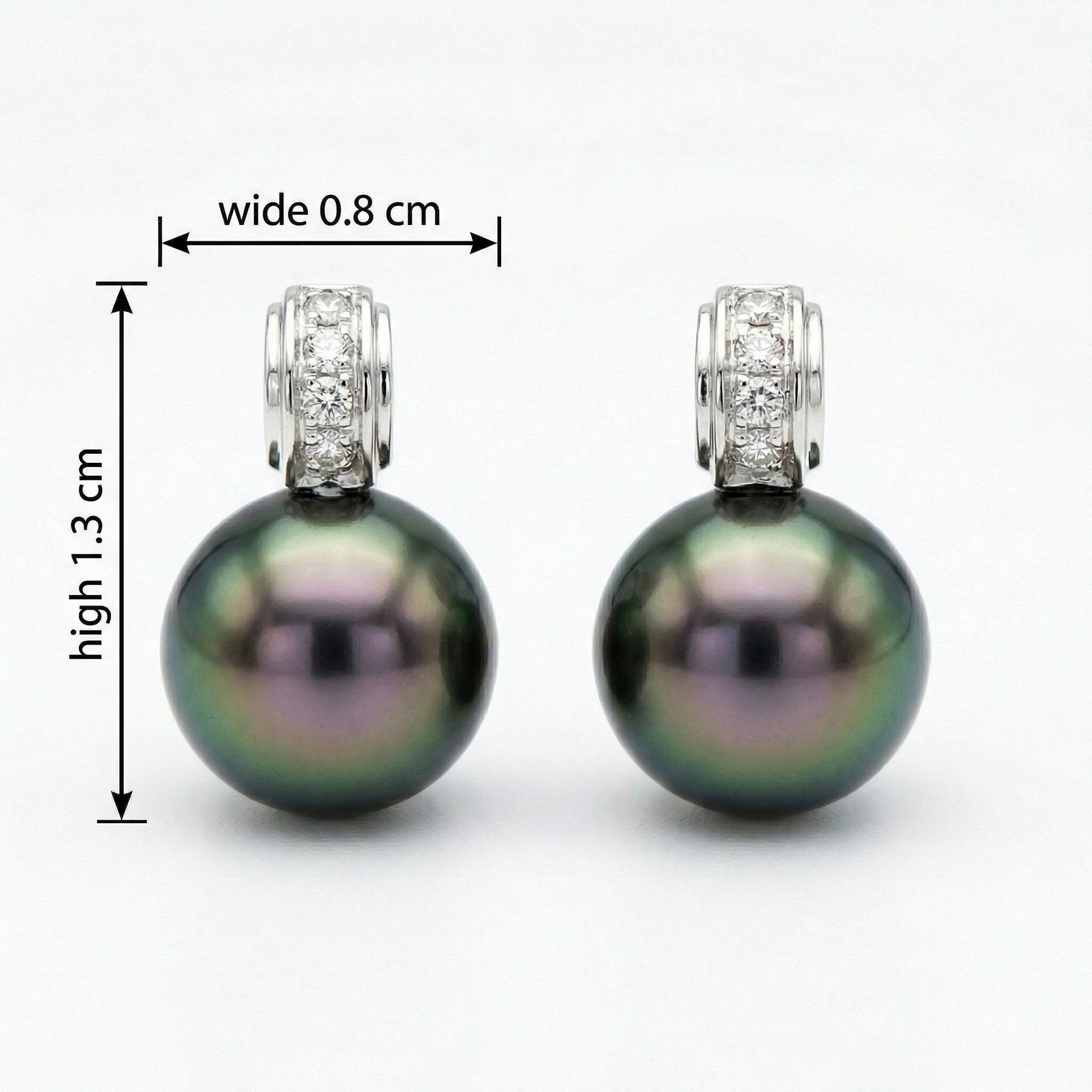 Tahitian Black Pearl Stud Earrings – pearl earrings, side detail