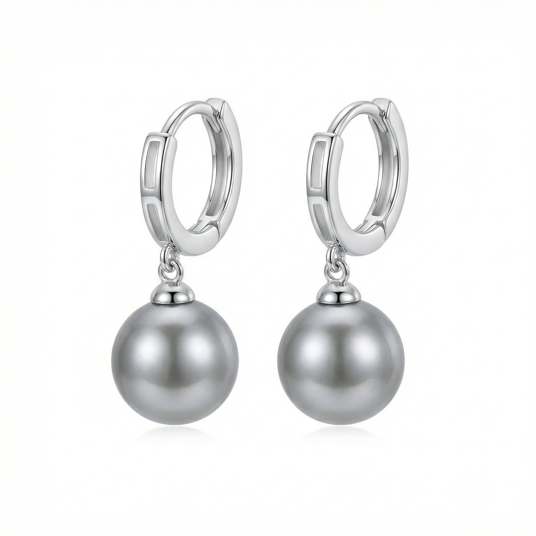 Grey Pearl Cutout Hoop Earrings – pearl earrings