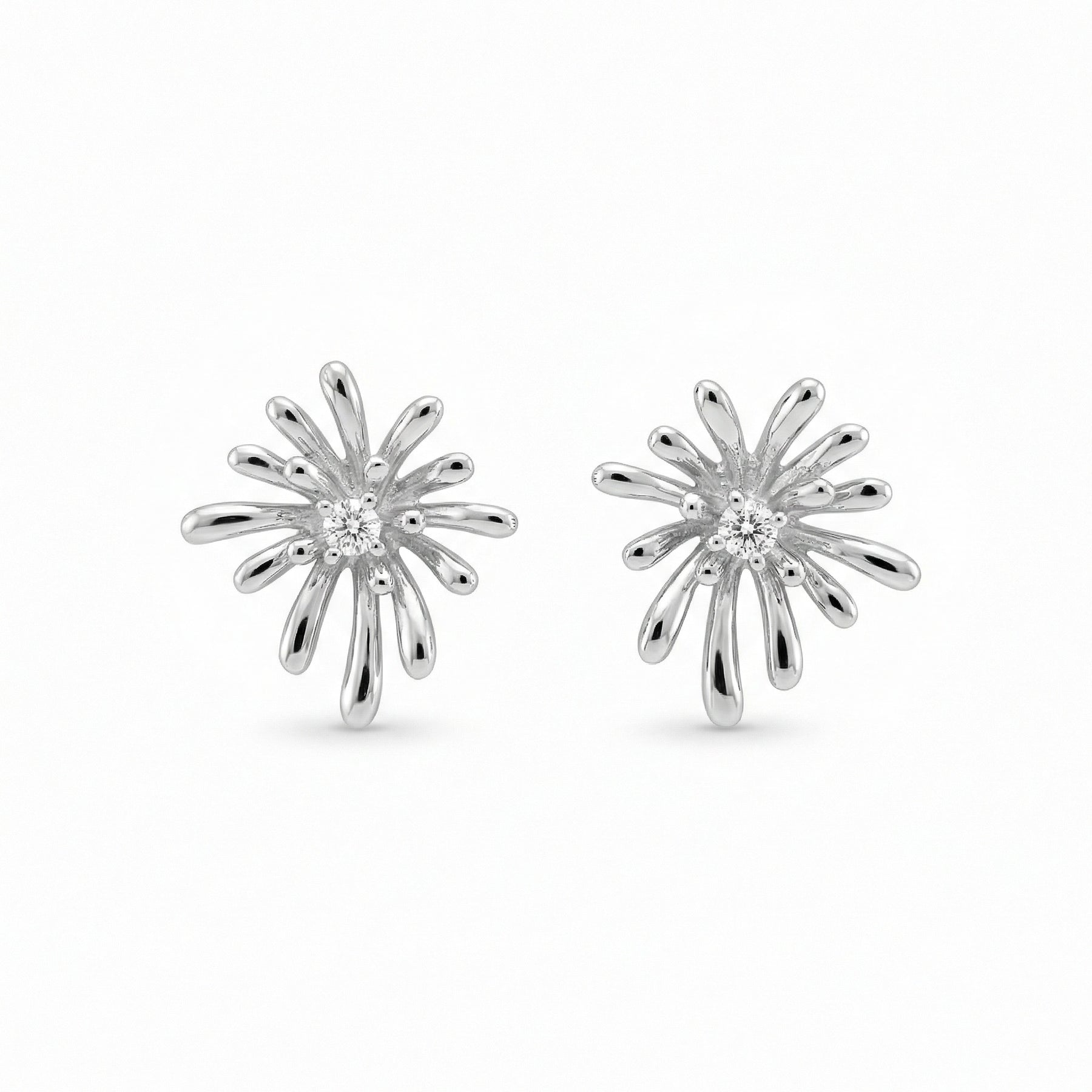 Sunburst Stud Earrings – sterling silver earrings, side detail