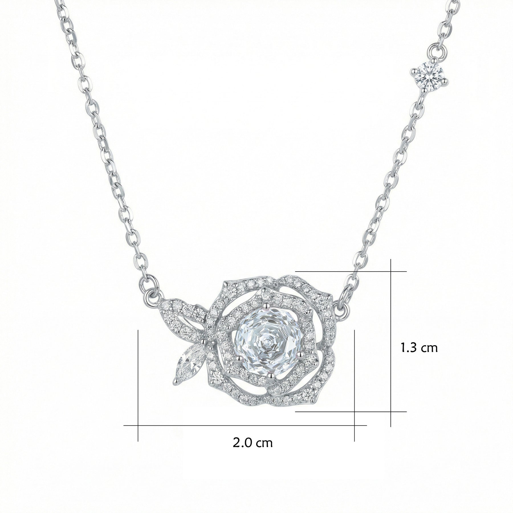Rose Pendant Necklace with CZ Accents – zircon necklace