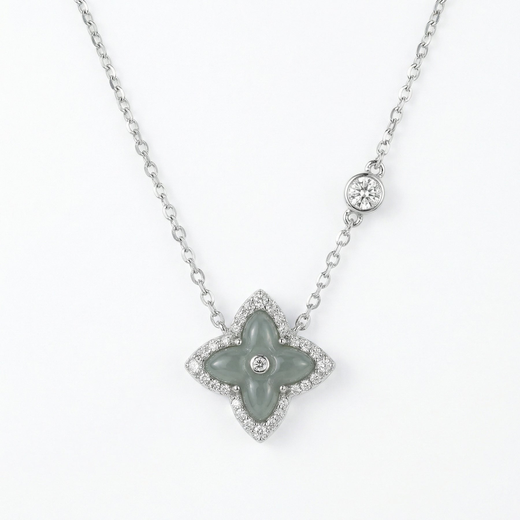 Quatrefoil Grey Jade Halo Necklace – jade necklace