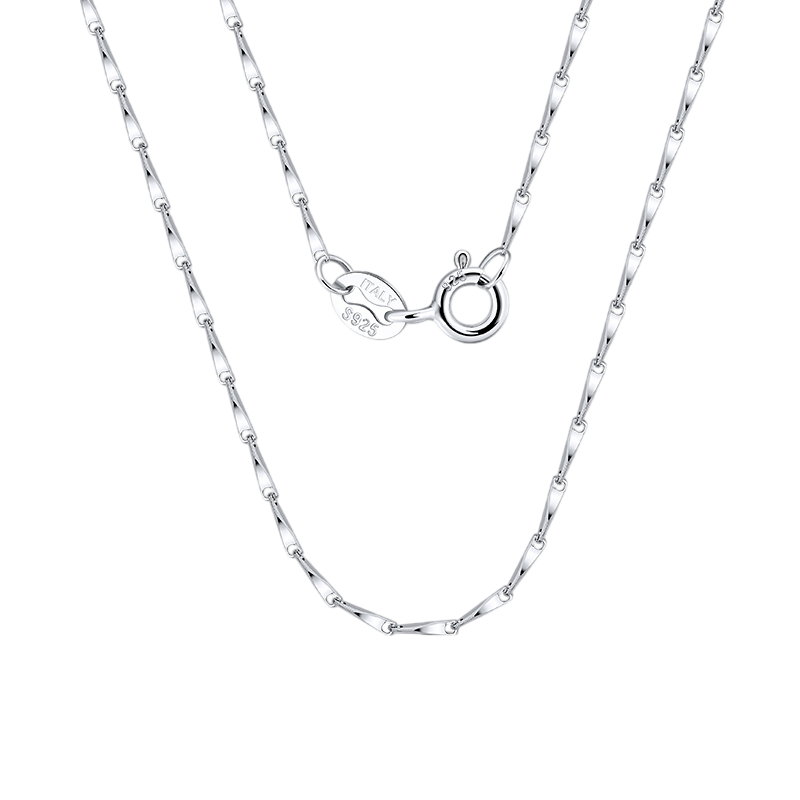 Italian Uniform Link Chain Necklace – sterling silver necklace, close-up