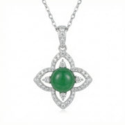 Jade Flower Pendant Necklace – jade necklace, side detail