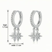 Celestial Star Dangle Hoop Earrings – sterling silver earrings, front view
