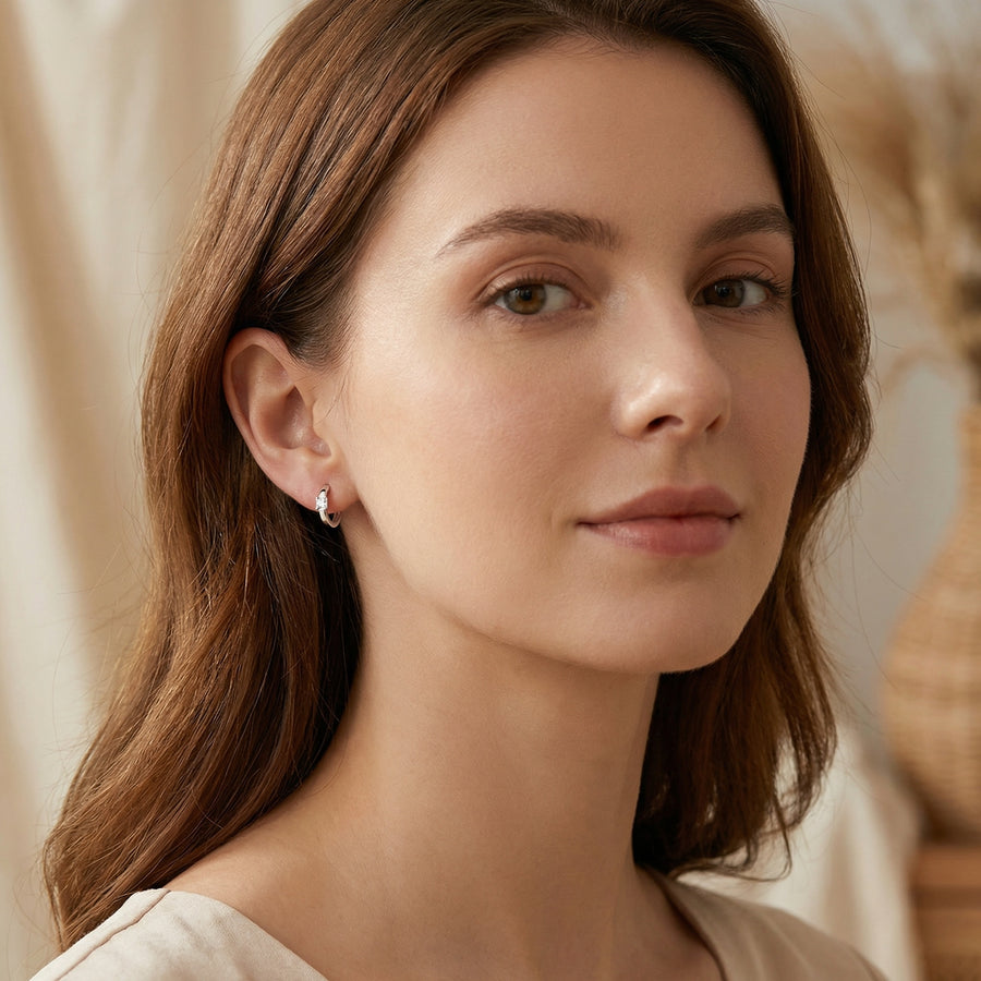 Square-Cut Zirconia Huggie Hoops – zircon earrings