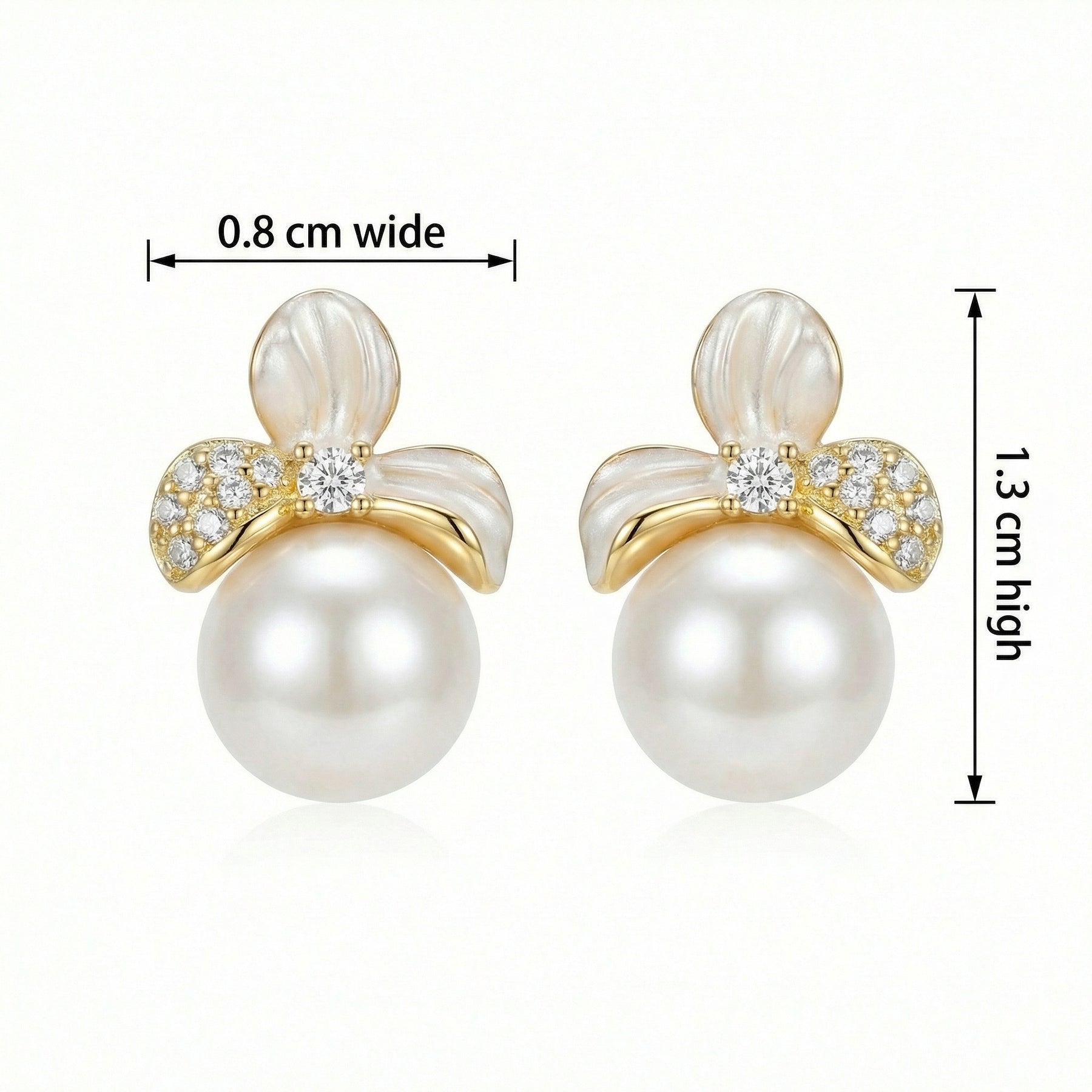 Floral Pearl Studs with Enamel Petals – pearl earrings