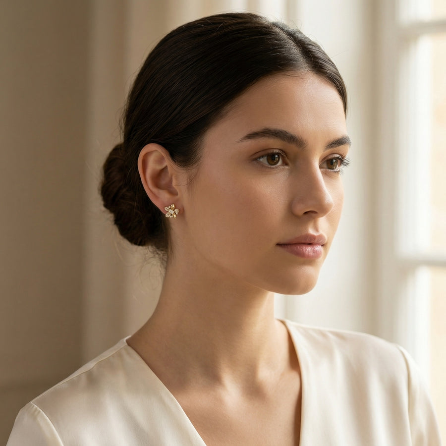 Lily-Inspired Rectangular-cut Stud Earrings – sterling silver earrings