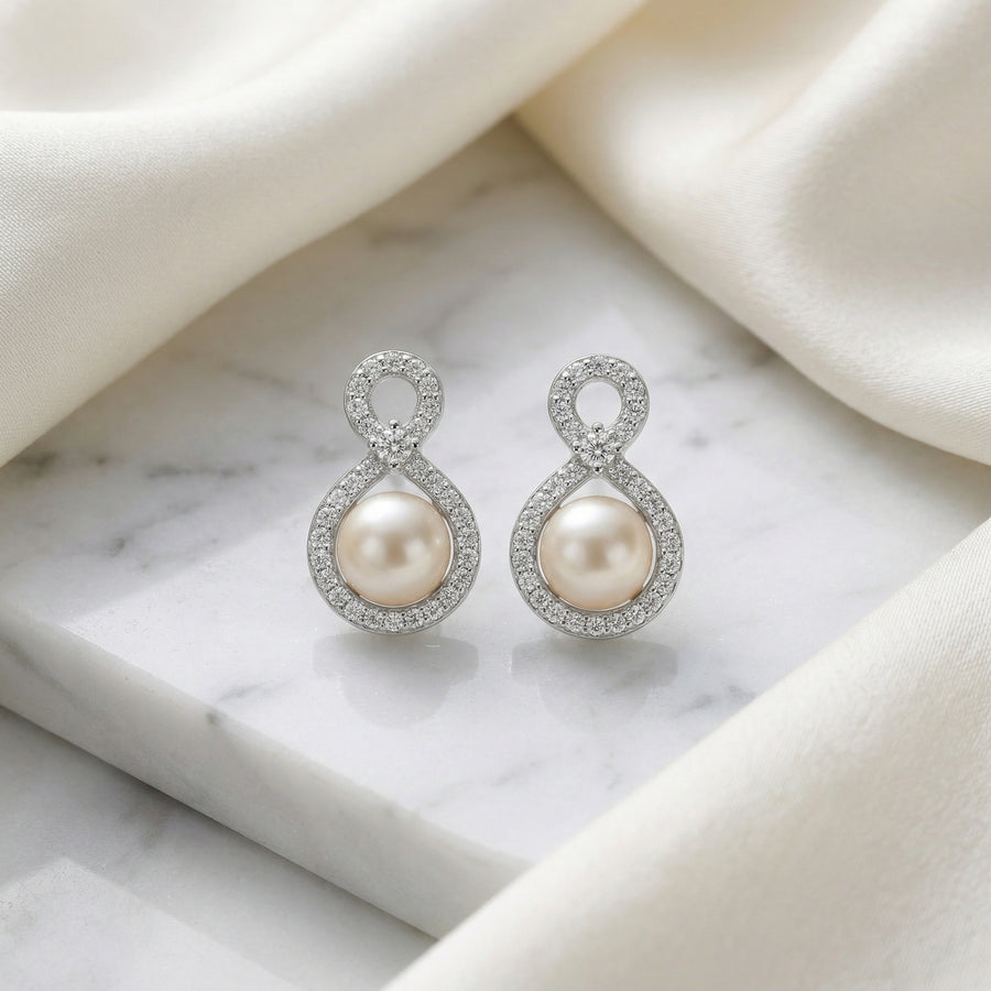 Pearl Infinity Drop Earrings – pearl earrings