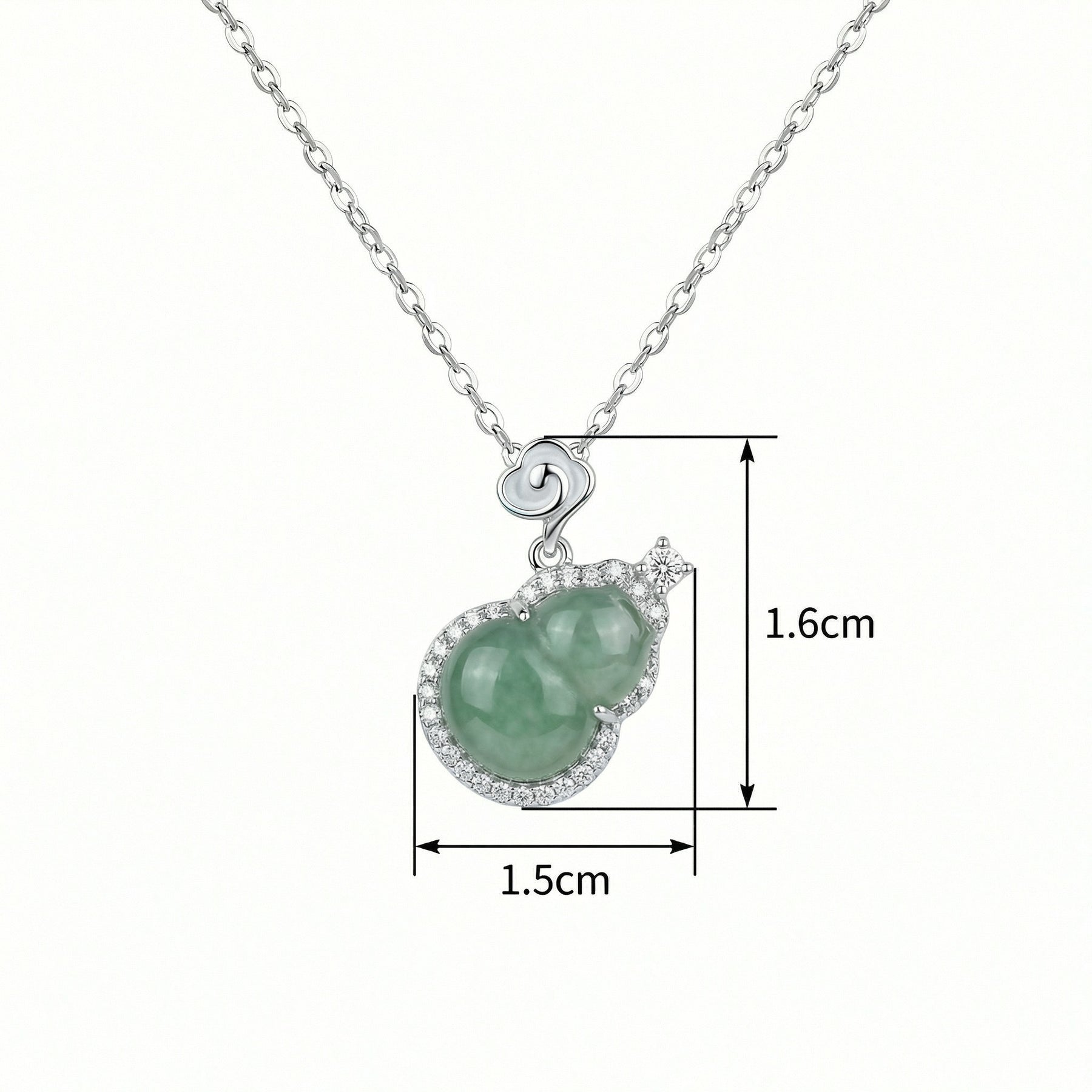 Jadeite Hulu Gourd Cloud Necklace – jade necklace, front view
