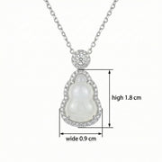 White Gemstone Gourd Necklace – jade necklace, close-up