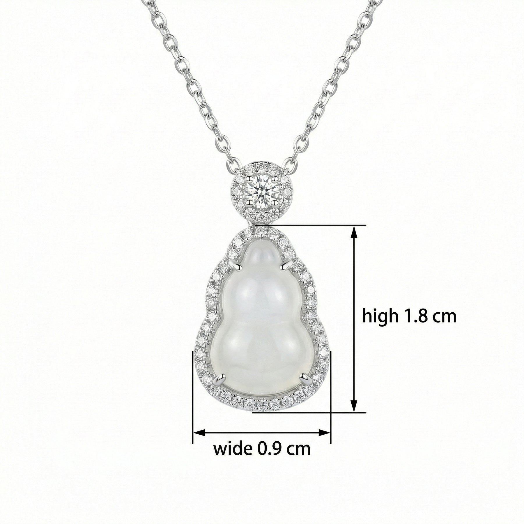 White Gemstone Gourd Necklace – jade necklace, close-up