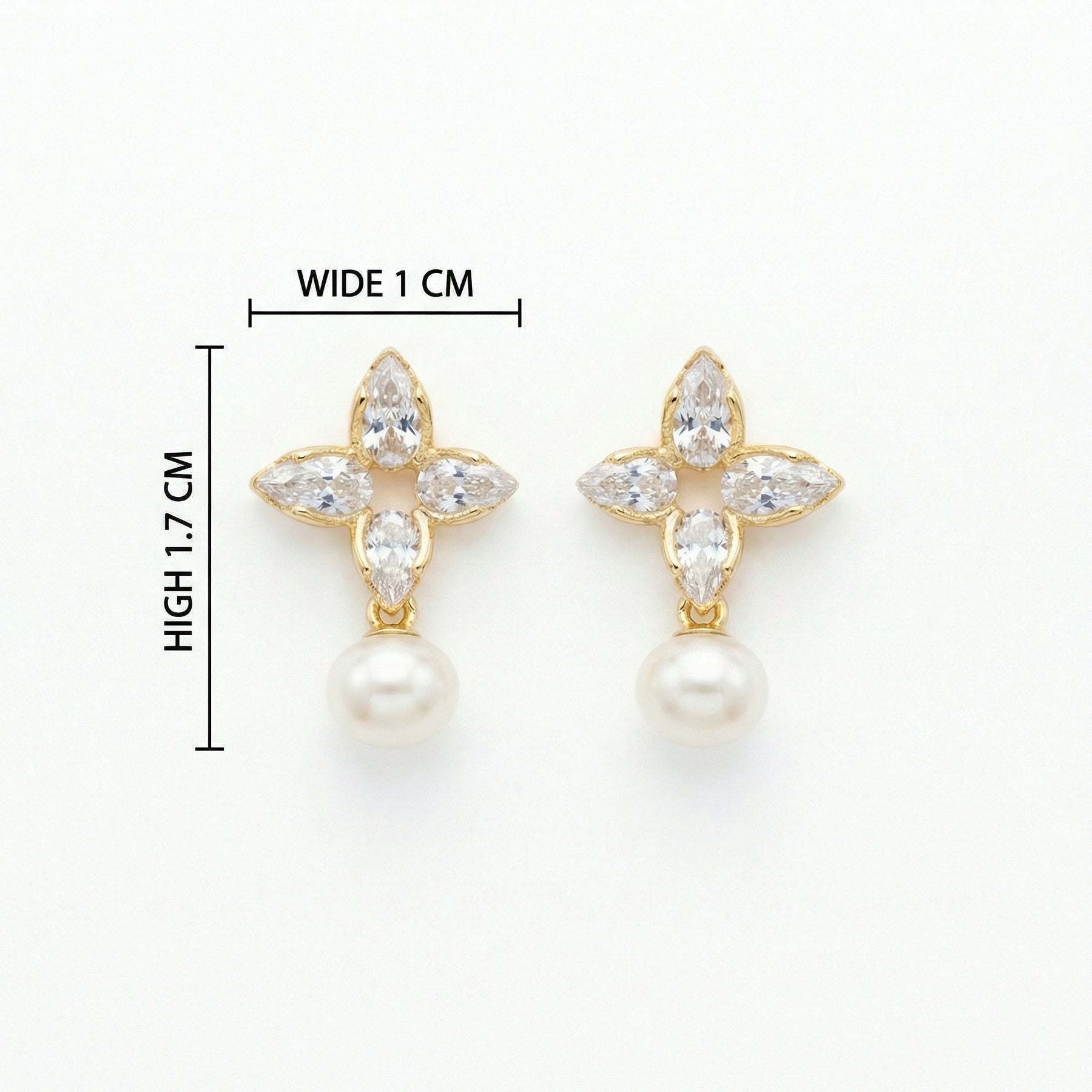 Marquise Floral Pearl Drop Earrings – pearl earrings, side detail