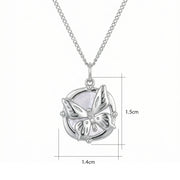 Butterfly Pendant in Circular Frame – sterling silver necklace, front view