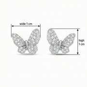 Pavé-Set Butterfly Stud Earrings – sterling silver earrings, front view