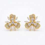 Triple-Petal Floral Stud Earrings – sterling silver earrings, side detail