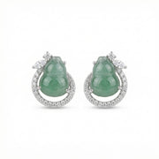 Jadeite Gourd Stud Earrings – jade earrings, close-up