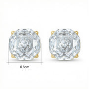 Asscher-Cut Stud Earrings – sterling silver earrings, side detail
