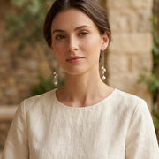 Pearl Drop Earrings, Chain Cascade – pearl earrings, side detail