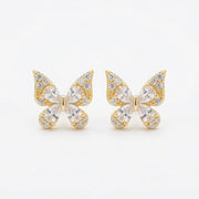 Crystal Butterfly Studs, Mixed Cuts – crystal earrings, front view