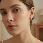 Teddy Bear Cutout Huggie Hoop Earrings – sterling silver earrings, close-up