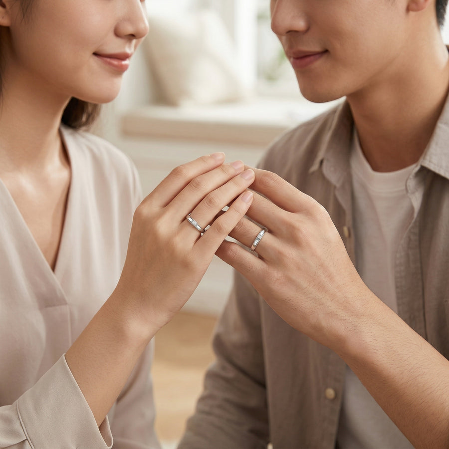 Minimalist Sparkling Couple Rings – sterling silver ring
