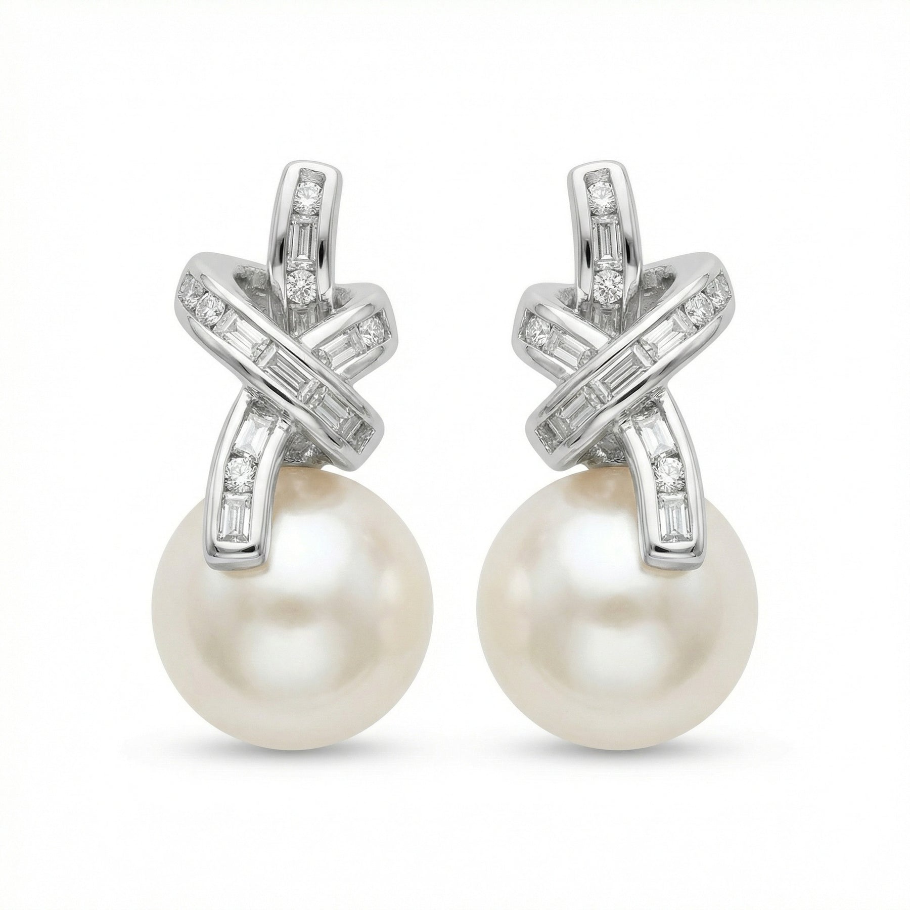 Pearl Crisscross Knot Drop Earrings – pearl earrings, side detail