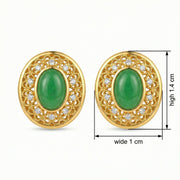 Jadeite-Inspired Filigree Stud Earrings – jade earrings, close-up